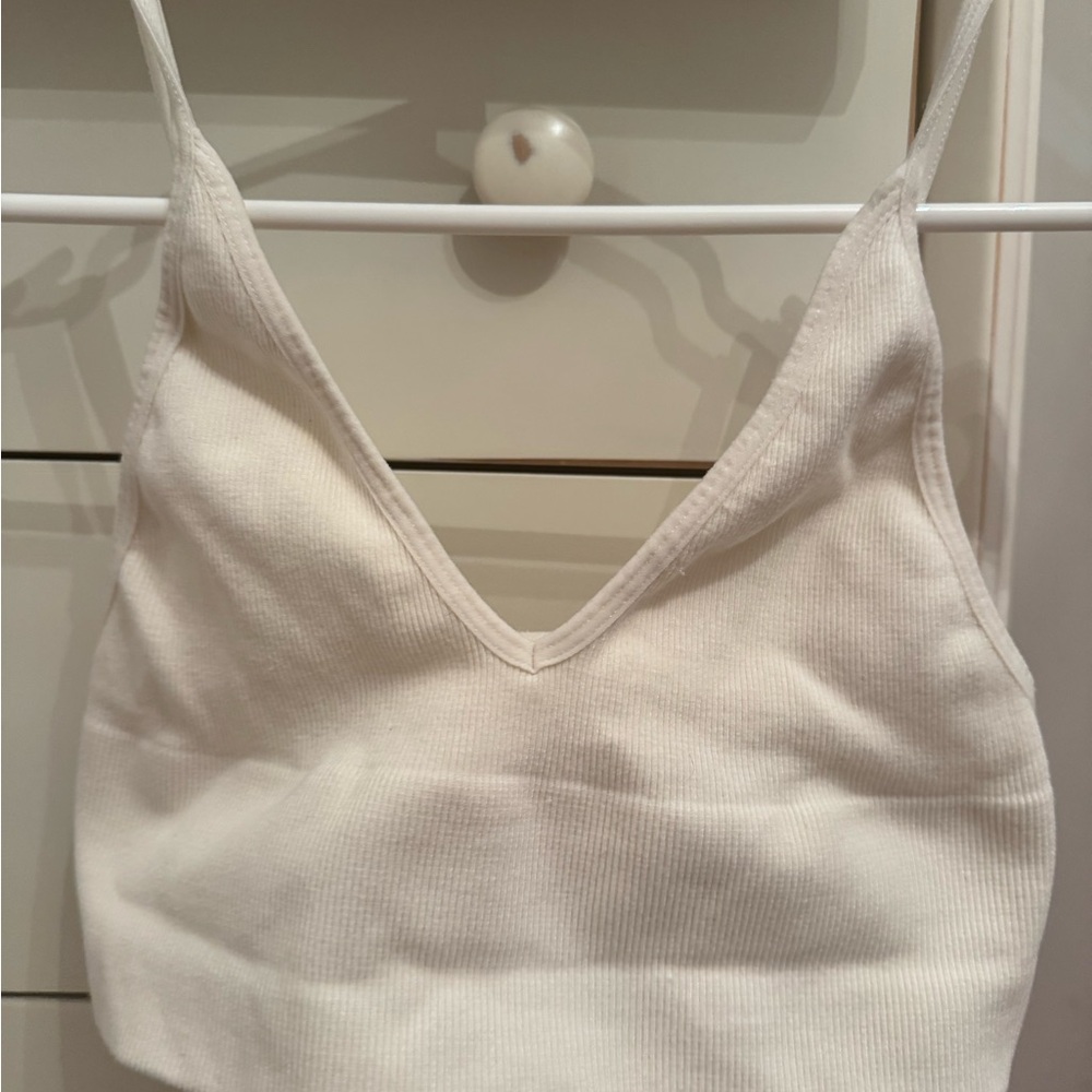 By Together White Ribbed Crop Top